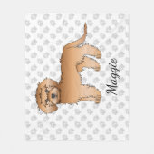Apricot Mini Goldendoodle Cartoon Dog & Name Fleecedecke (Vorderseite)