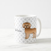 Apricot Mini Goldendoodle Cartoon Dog & Name Kaffeetasse (VorderseiteRechts)