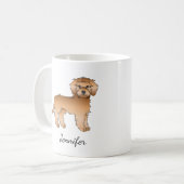 Apricot Mini Goldendoodle Cartoon Dog & Name Kaffeetasse (Vorderseite Links)