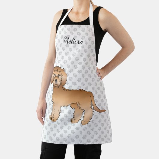 Apricot Mini Goldendoodle Cartoon Dog & Name Schürze (InSitu)