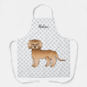 Apricot Mini Goldendoodle Cartoon Dog & Name Schürze (Vorderseite)