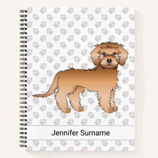 Apricot Mini Goldendoodle Cartoon Dog & Text Notizblock (Vorderseite)