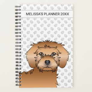 Apricot Mini Goldendoodle Cartoon Dog & Text Planer