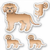 Apricot Mini Goldendoodle Niedlicher Cartoon Dog Aufkleber (Vorderseite)