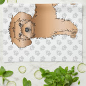 Apricot Mini Goldendoodle Niedlicher Cartoon Dog & Geschirrtuch (Gefaltet)