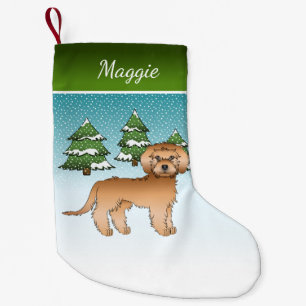 Apricot Mini Goldendoodle - Winterwald & Name Kleiner Weihnachtsstrumpf