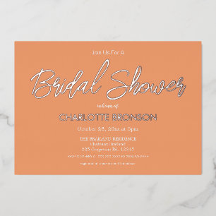 Apricot Minimalistisch Script Brautparty Rose Gold Folieneinladung
