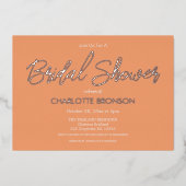 Apricot Minimalistisch Script Brautparty Rose Gold Folieneinladung (Vorderseite)