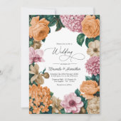 Apricot Nectar, Peony Pink & Warm Sand Wedding Einladung (Vorderseite)