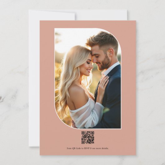 Apricot Nectar, Peony Pink & Warm Sand Wedding Einladung (Rückseite)