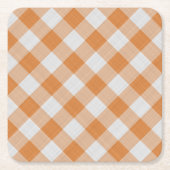 Apricot Orange Country Hütte Gingham Streifen Rechteckiger Pappuntersetzer (Vorderseite)