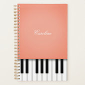 Apricot Orange Piano Keyboard Personalisierte Musi Planer (Vorderseite)