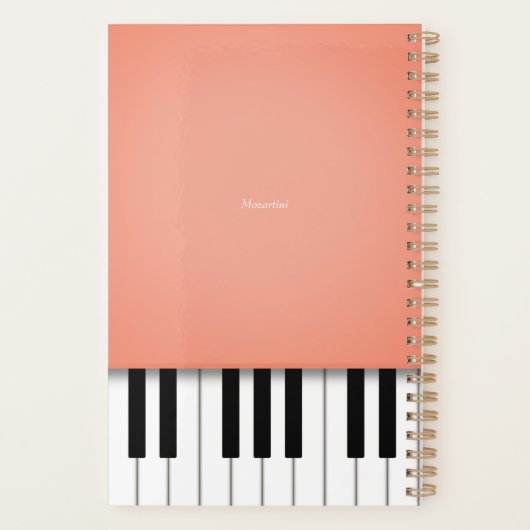 Apricot Orange Piano Keyboard Personalisierte Musi Planer (Rückseite)