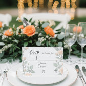 Apricot Orange Rose Wedding RSVP Karte