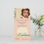 Apricot Owls Girls Geburtstagsparty Premium Einlad (Stehend Vorderseite)