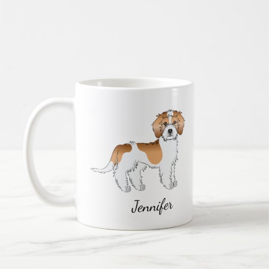 Apricot Parti-color Mini Goldendoodle Dog & Name Kaffeetasse (Links)