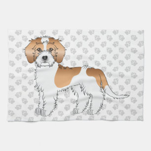 Apricot Parti-color Mini Goldendoodle Dog & Paws Geschirrtuch