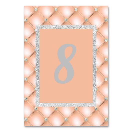 APRICOT PEACH DIAMOND MODERNE TISCHNUMMER (Rückseite)