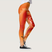 Apricot Peach Rose Blume Nah Up Foto Leggings (Rechts)