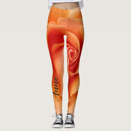 Apricot Peach Rose Blume Nah Up Foto Leggings
