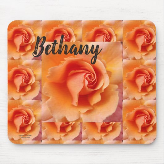 Apricot Peach Rose Blume Nah Up Foto Mousepad (Vorne)