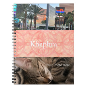 Apricot Pink Batik Name und Foto Collage Notizblock