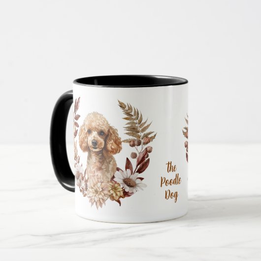 Apricot Poodle Dog Herbstkranz Tasse (Vorderseite Links)