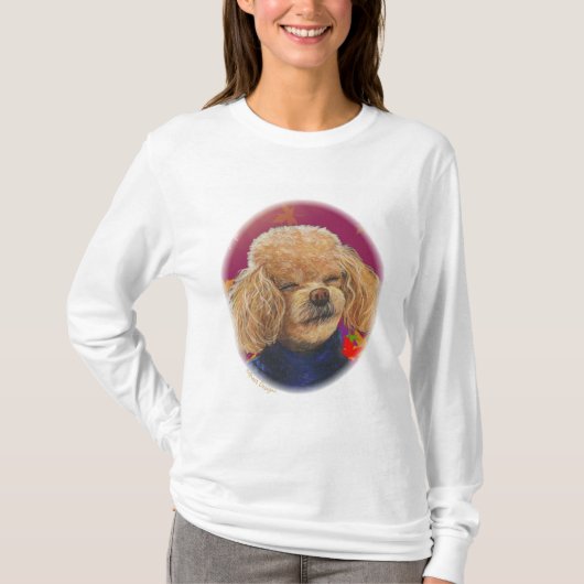 Apricot Poodle Herbstlaub Kunstdruckerei T-Shirt (Vorderseite)