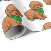 Apricot Poodle in einem weihnachtlichen Wrapping P Geschenkpapier (Rolleneckpunkt)