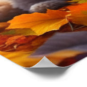 Apricot Poodle Welpe in Herbstlauben Poster (Ecke)