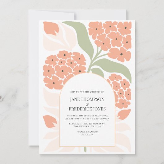 Apricot Pop Abstract Floral Modern Spring Wedding Einladung (Vorderseite)