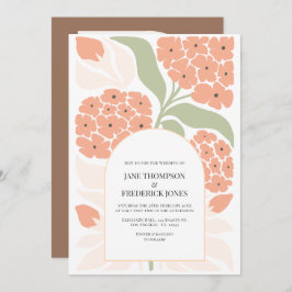 Apricot Pop Abstract Floral Modern Spring Wedding Einladung