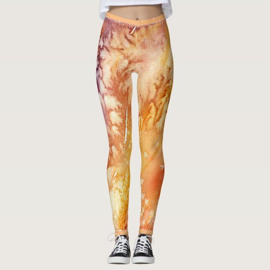 Apricot Rose Abstract Design Leggings (Vorderseite)