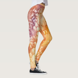 Apricot Rose Abstract Design Leggings