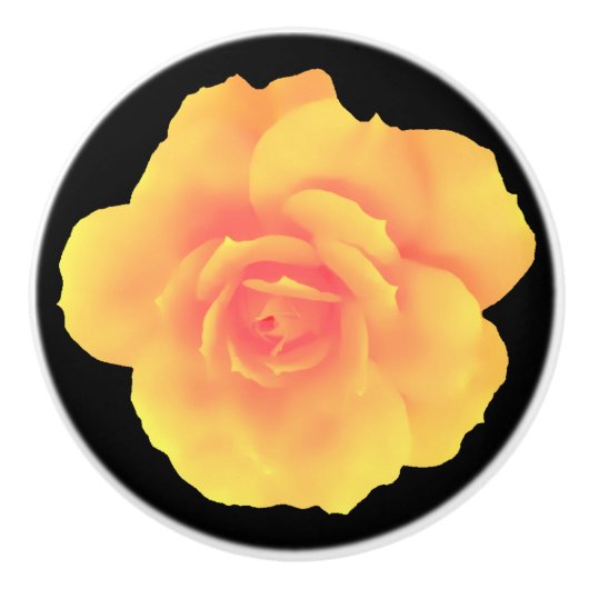 Apricot-Rose Keramikknauf (Vorderseite)