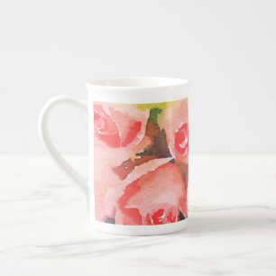 Apricot Rose Knochen China Tasse