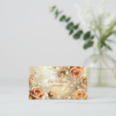 Apricot Rose Luxus Visitenkarte (Stehend Vorderseite)