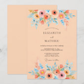 Apricot Serene Watercolor Wedding Einladung (Vorne/Hinten)