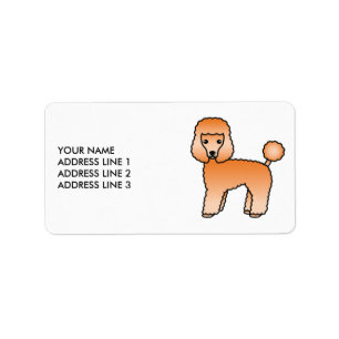 Apricot Toy Poodle Niedlicher Cartoon Dog & Text Adressaufkleber