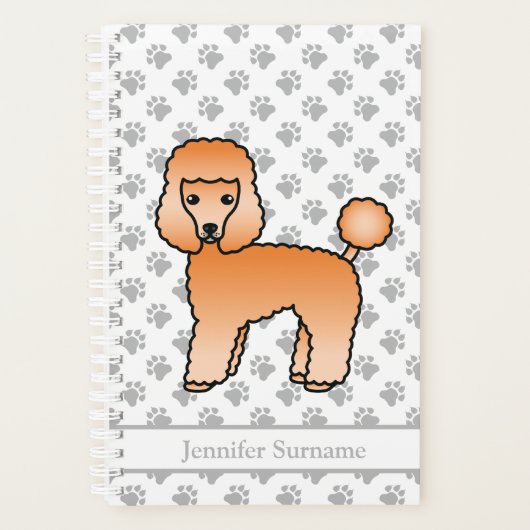 Apricot Toy Poodle Niedlicher Cartoon Dog & Text Planer (Vorderseite)