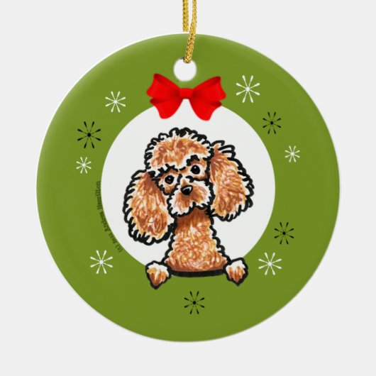 Apricot Toy Poodle Weihnachtsklassiker Keramikornament (Vorne)