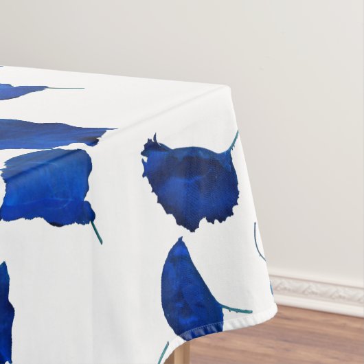 Apricot Tree Blue Blätter Weißer Hintergrund Tischdecke (Beispiel)