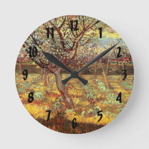 Apricot Trees in Blossom von Vincent van Gogh Runde Wanduhr