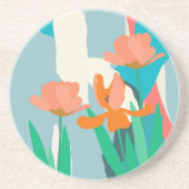 Apricot Tulips Künstlerische Moderne Farbblöcke Fr Getränkeuntersetzer (Vorne)