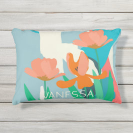 Apricot Tulips Künstlerische moderne Farbblöcke na Kissen Für Draußen