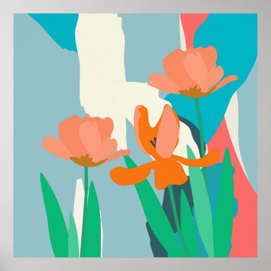 Apricot Tulips Künstlerische moderne Farbblöcke na Poster (Vorne)