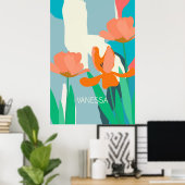 Apricot Tulips Künstlerische moderne Farbblöcke na Poster (Heimbüro)