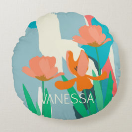 Apricot Tulips Künstlerische moderne Farbblöcke na Rundes Kissen