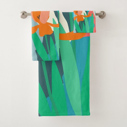 Apricot Tulips Kunstwerke Moderne Farbblöcke Badhandtuch Set (Insitu)
