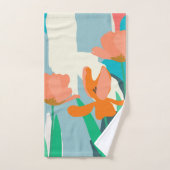 Apricot Tulips Kunstwerke Moderne Farbblöcke Badhandtuch Set (Handtuch)